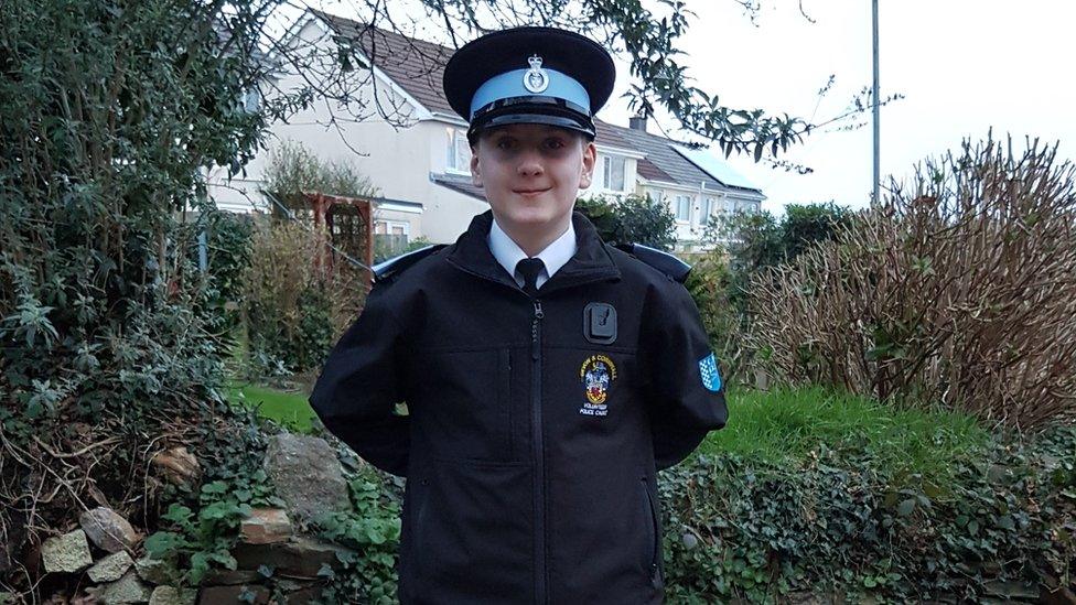 Jake in police cadet uniform