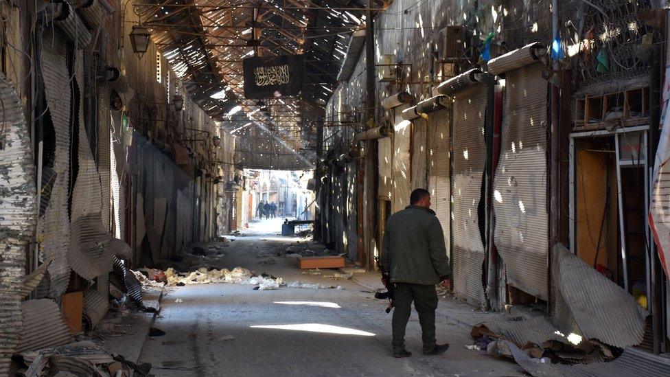 Area of Aleppo's old city that has been destroyed