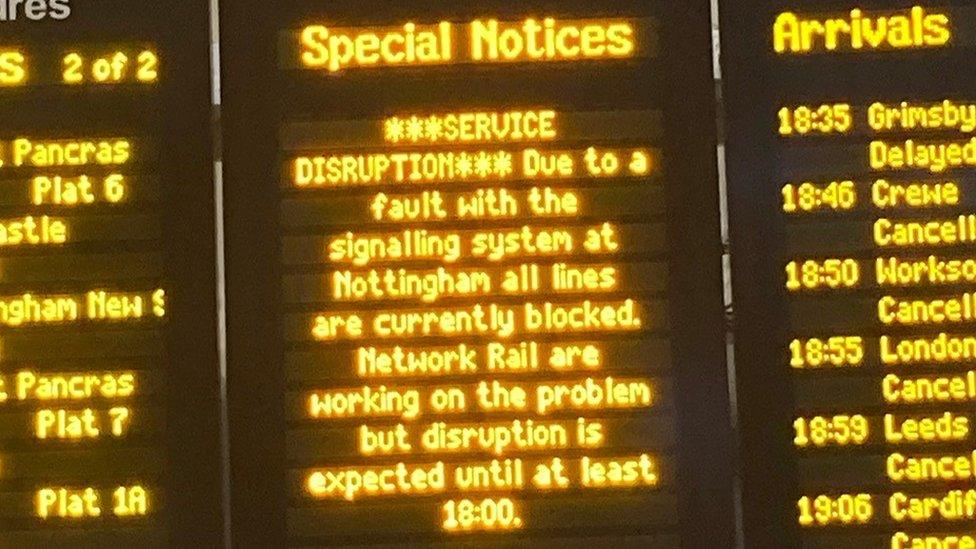 Notice at Nottingham railway station