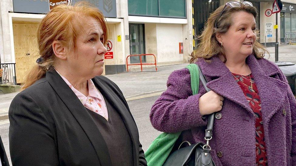 Joanne Billington (left), whose son Jacob was killed by Zephaniah McLeod, speaks to the media outside Birmingham Coroners' Court, alongside Anne Callaghan (right),