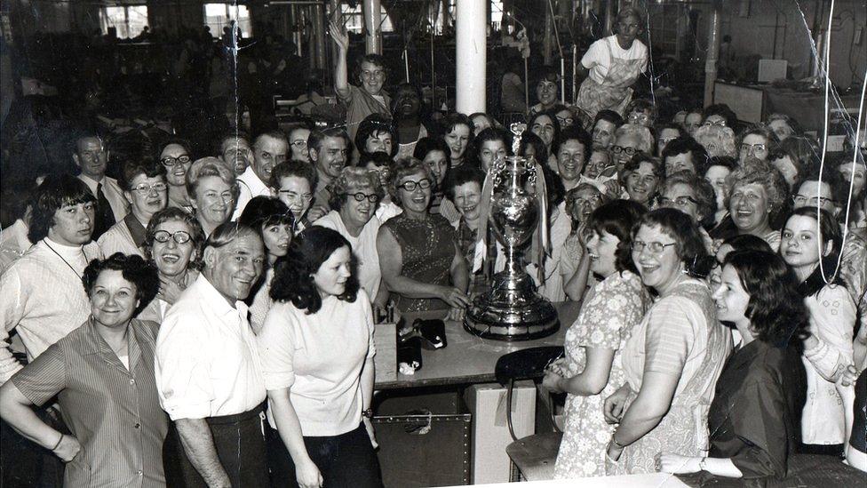 Hepworth's staff with Football League Trophy 1974