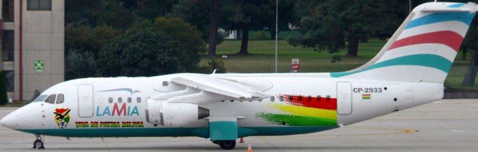 The BAE 146 Avro RJ85 Lamia plane used by the Brazilian soccer team Chapecoense