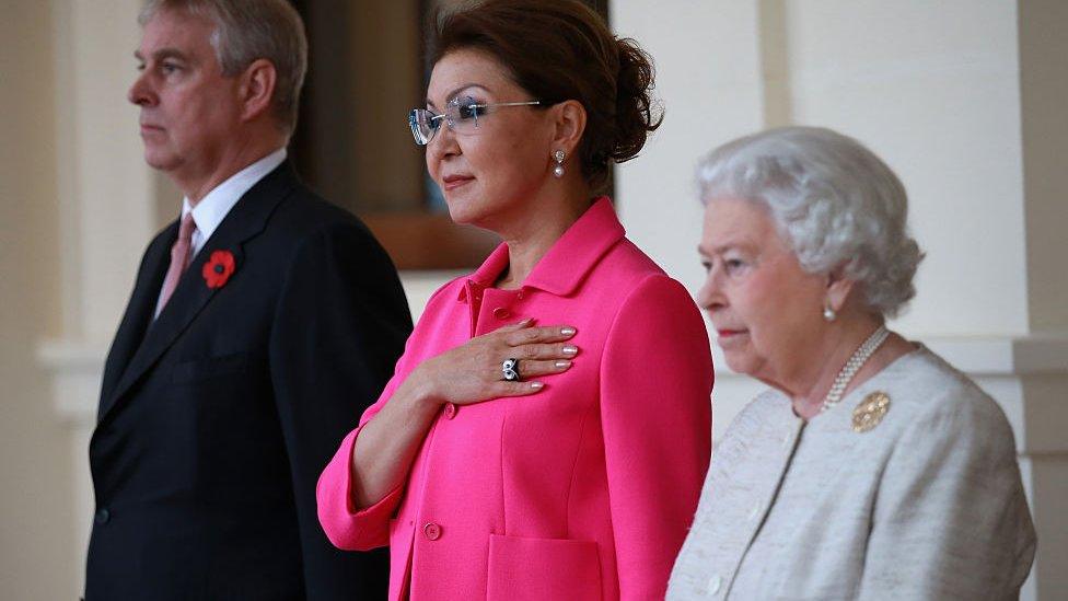 Dr Nazarbayeva with The Queen and Prince Andrew in 2015