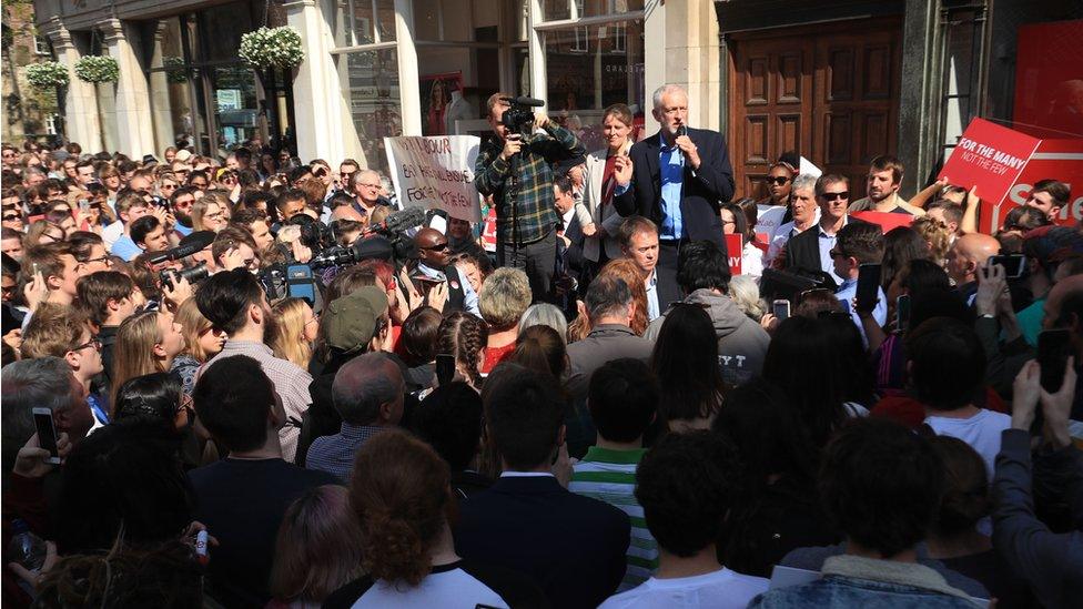 Jeremy Corbyn addressing a crowd in York