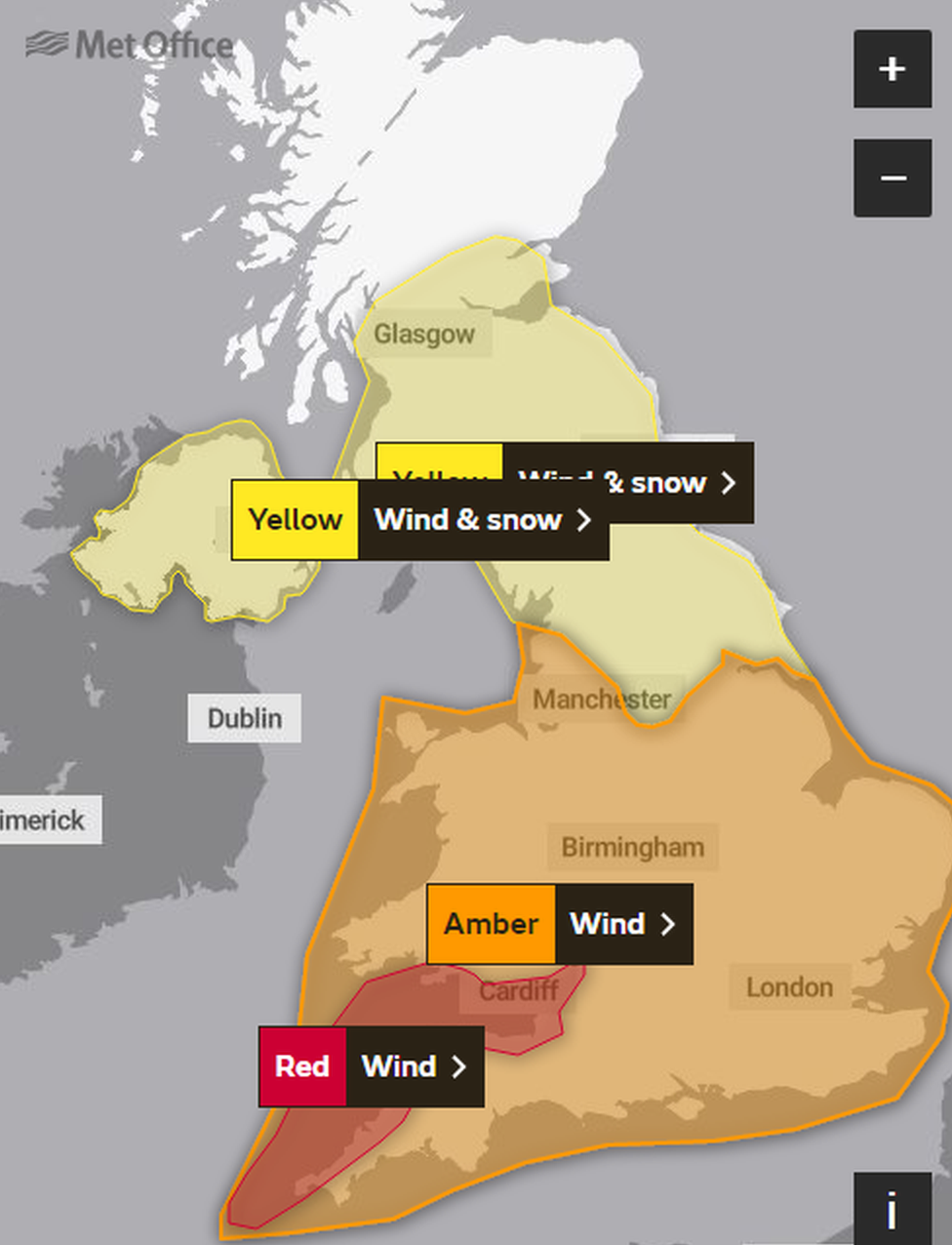 Met Office weather warnings map