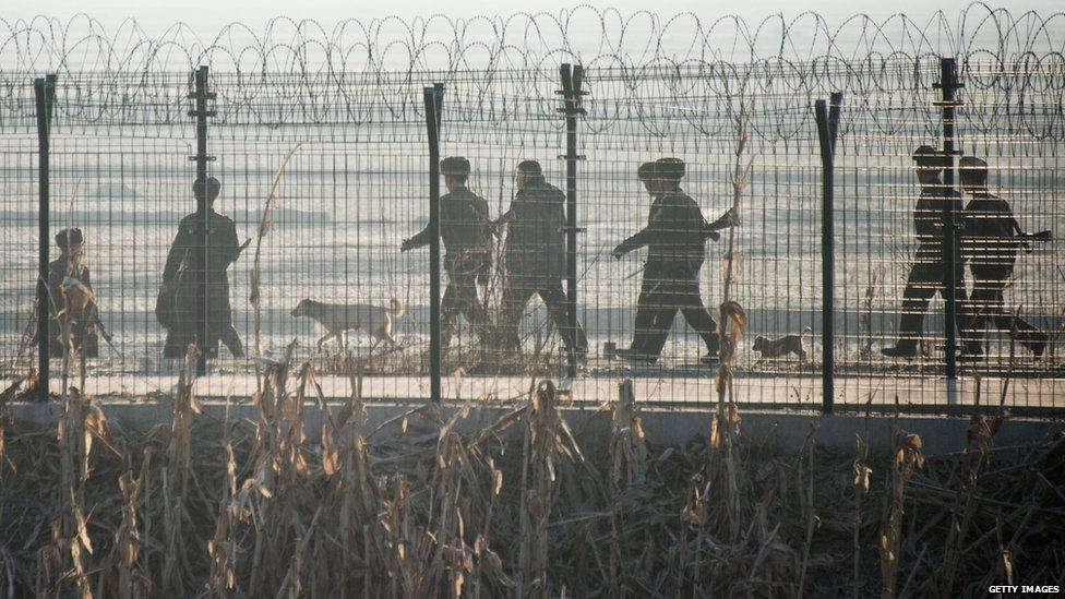 North Korean soldiers at gate