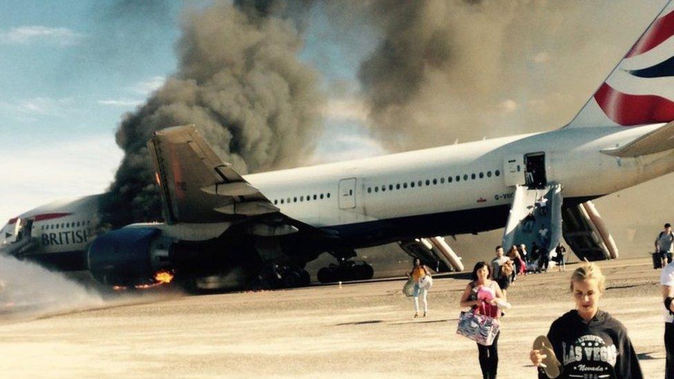 British Airways flight on fire