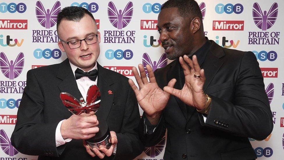 Alex Anderson was presented with his award by actor Idris Elba