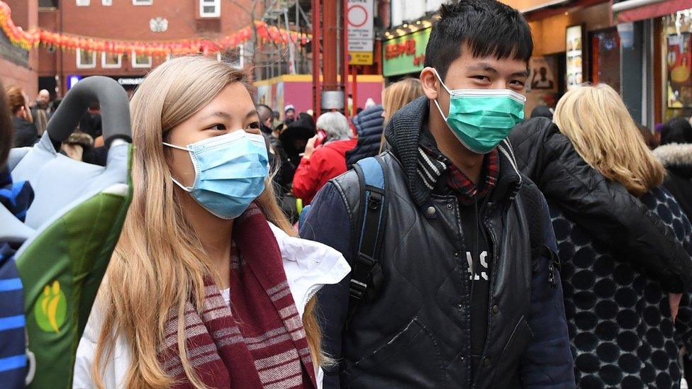 People wearing masks in London