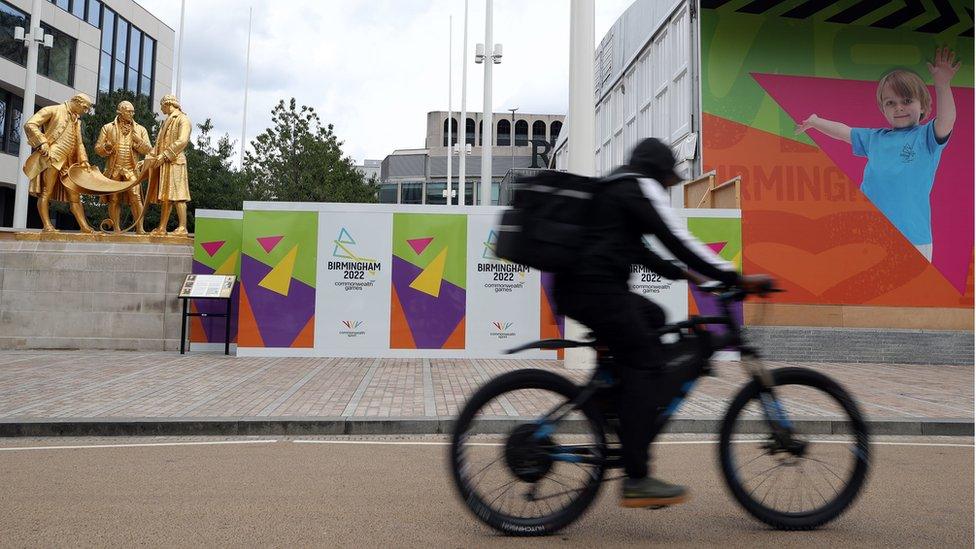 Cyclist in Birmingham city centre