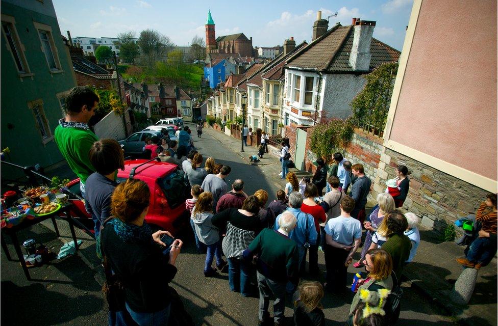 Egg rolling on Easter Sunday on Vale Street