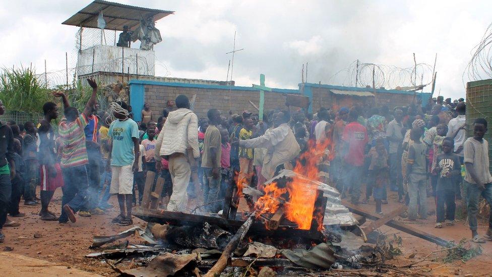 A protest at the UN HQ in Beni, DR Congo