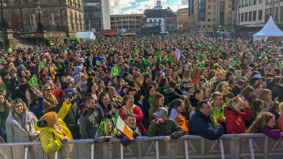 St Patrick's Day crowds in Belfast