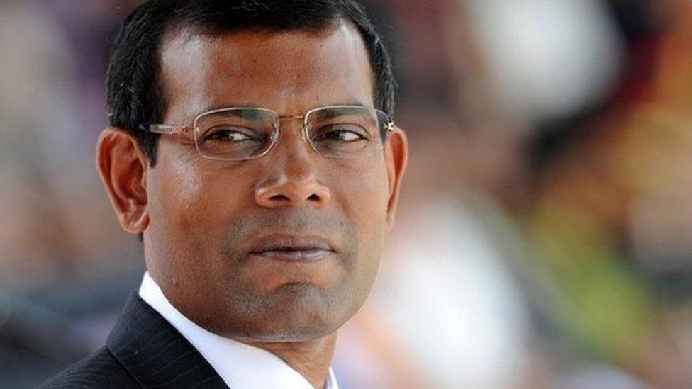 Mohamed Nasheed attends a military parade in the central Sri Lankan town of Diyatalawa - 27 December 2011