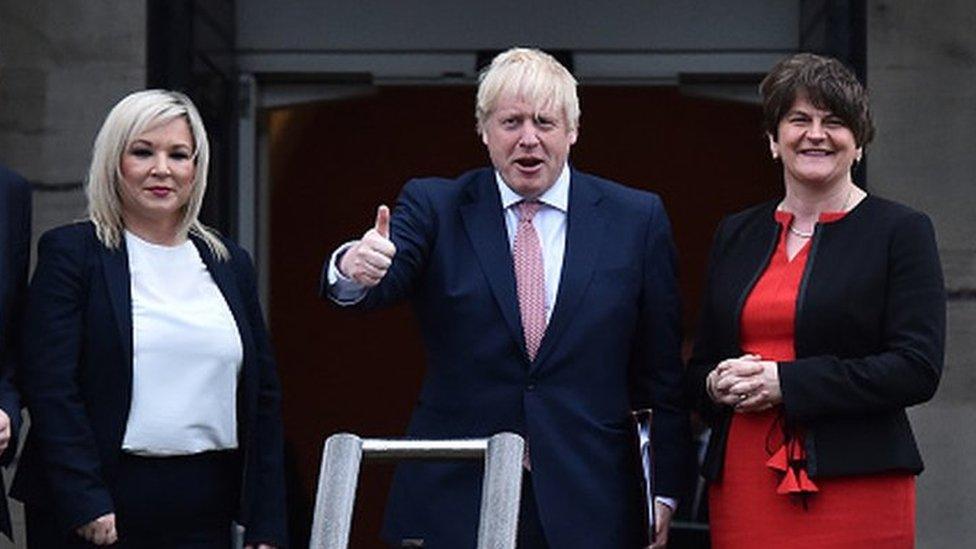 Julian O'Neill, Michelle O'Neill, Boris Johnson and Arlene Foster