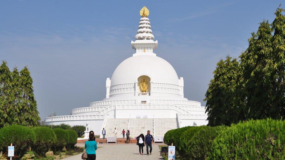 A stupa built nearby the core zone in Lumbini