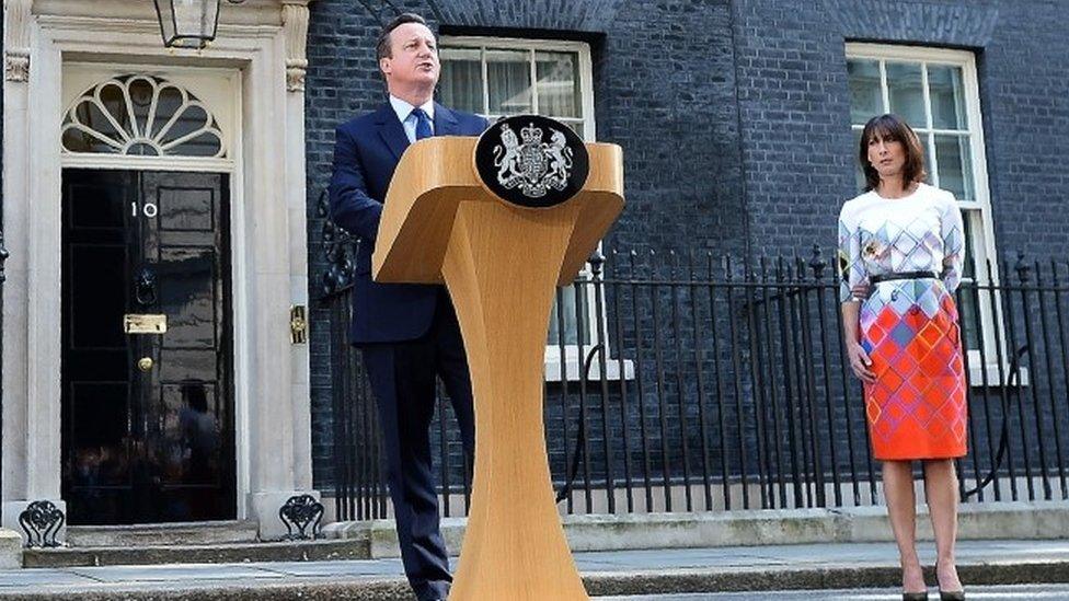 David Cameron saying he would step down as prime minister