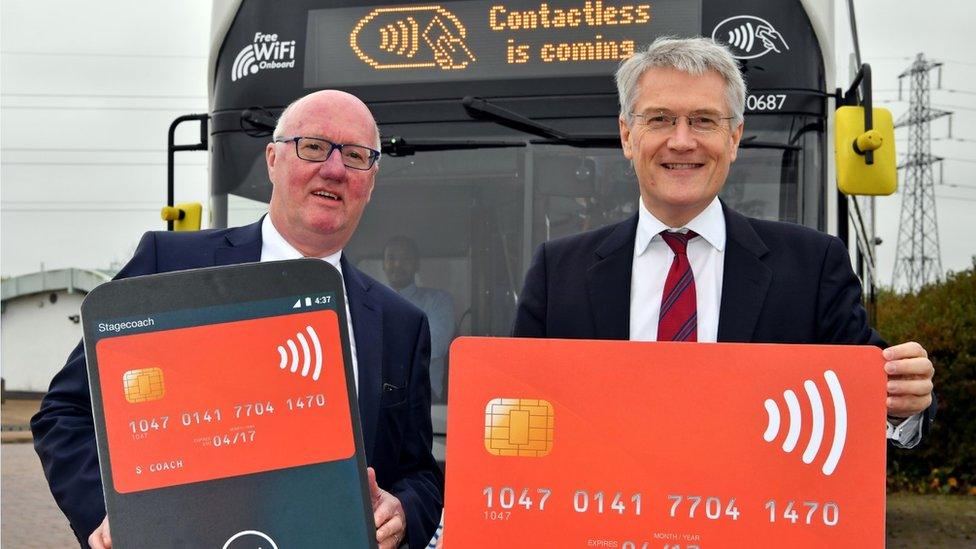 Stagecoach UK Bus Managing Director Robert Montgomery (left) and Transport Minister Andrew Jones