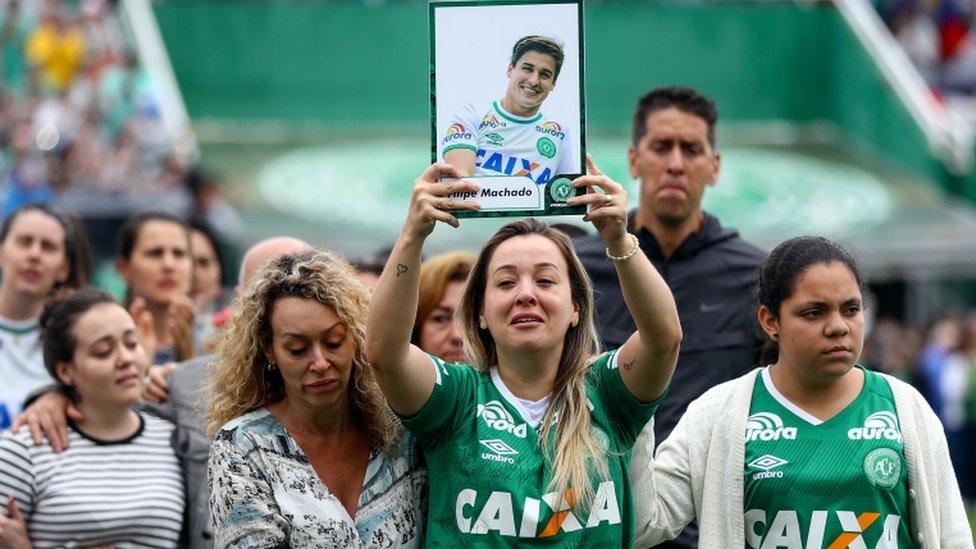 Fans and relatives of the victims took part in a funeral service at the Chapecoense stadium on Saturday - 3 Dec 16