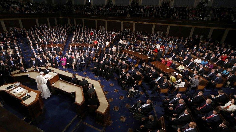 The House Chamber as seen from behind Pope Francis