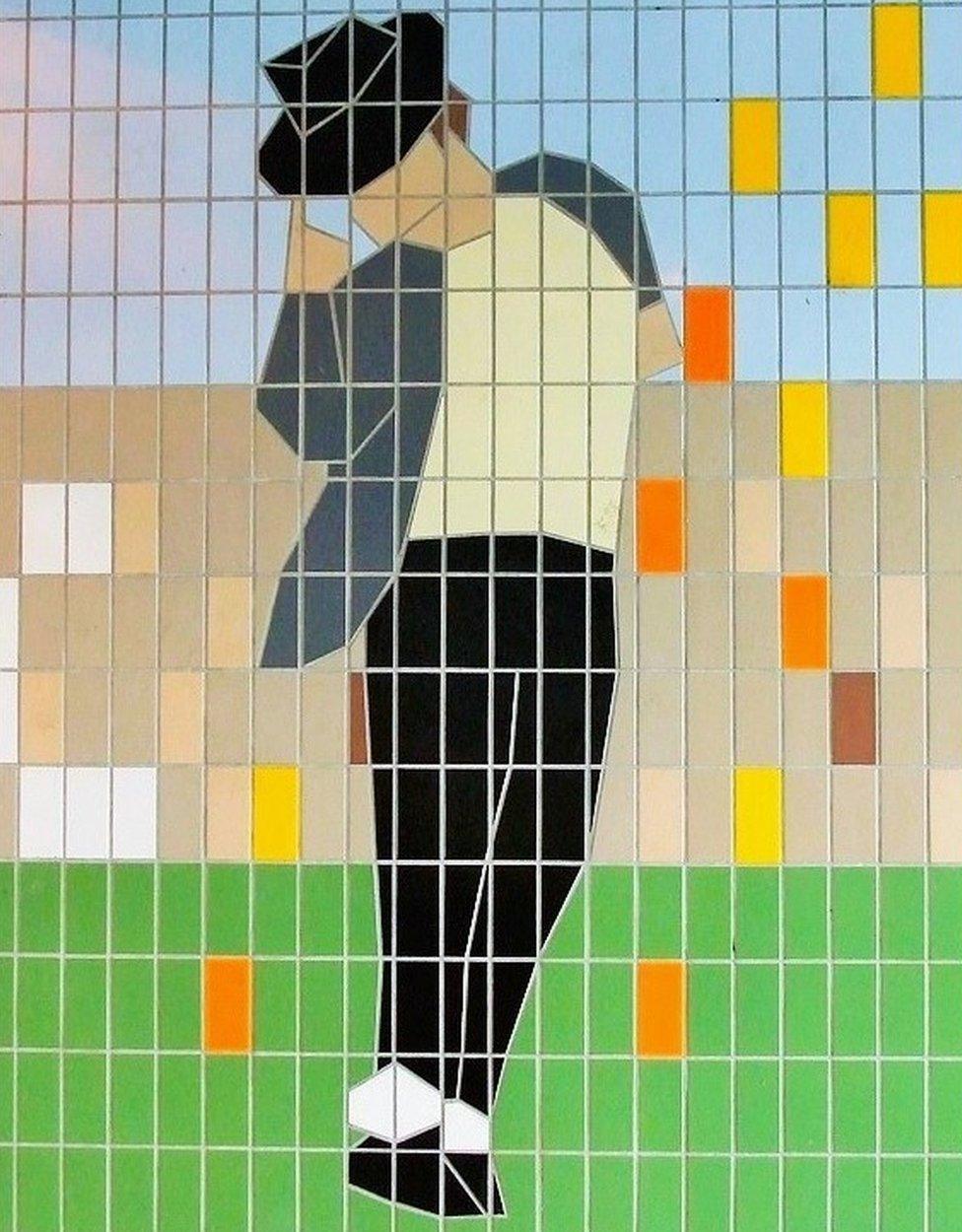 Mural of Michael Jackson made out of tiles