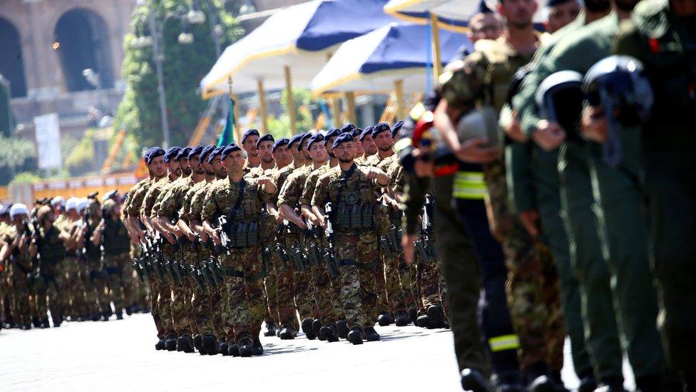 troops in Italy's republic day parade