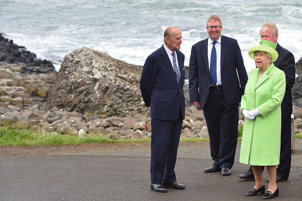 The Queen and the Duke of Edinburgh pictured at the Giant's Causeway during a visit to the north coast in 2016