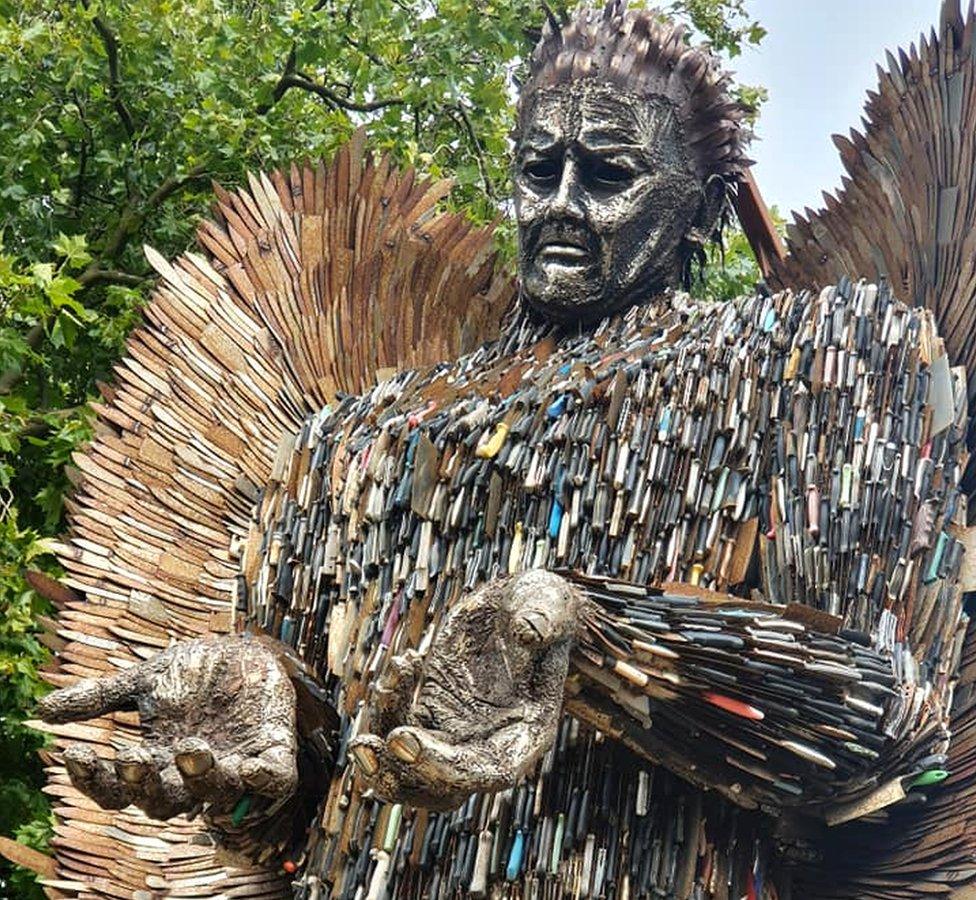 Knife Angel in Chesterfield, Derbyshire