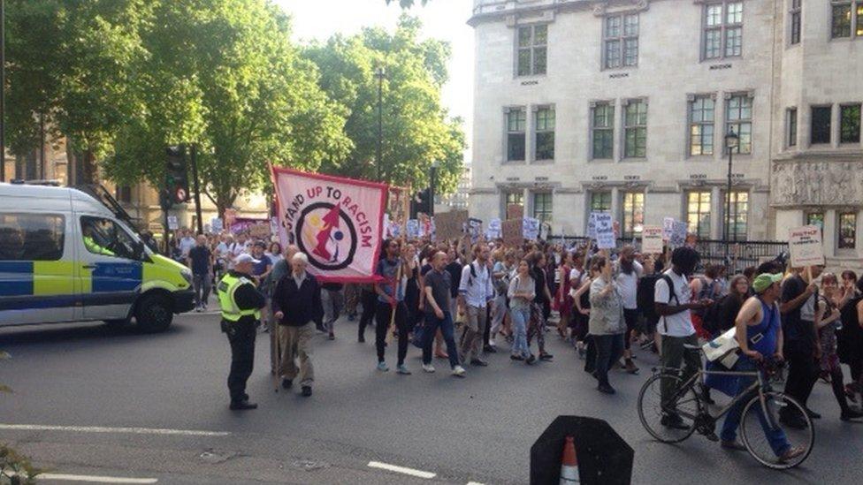 Protesters in Parliament Square