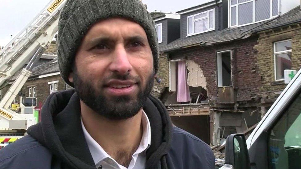 Abrar Asif outside scene of crash