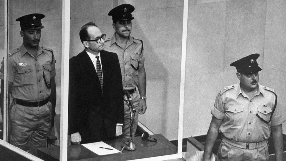 Adolf Eichmann in court in Israel