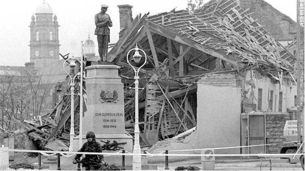 The scene at the cenotaph in Enniskillen after the 1987 bombing