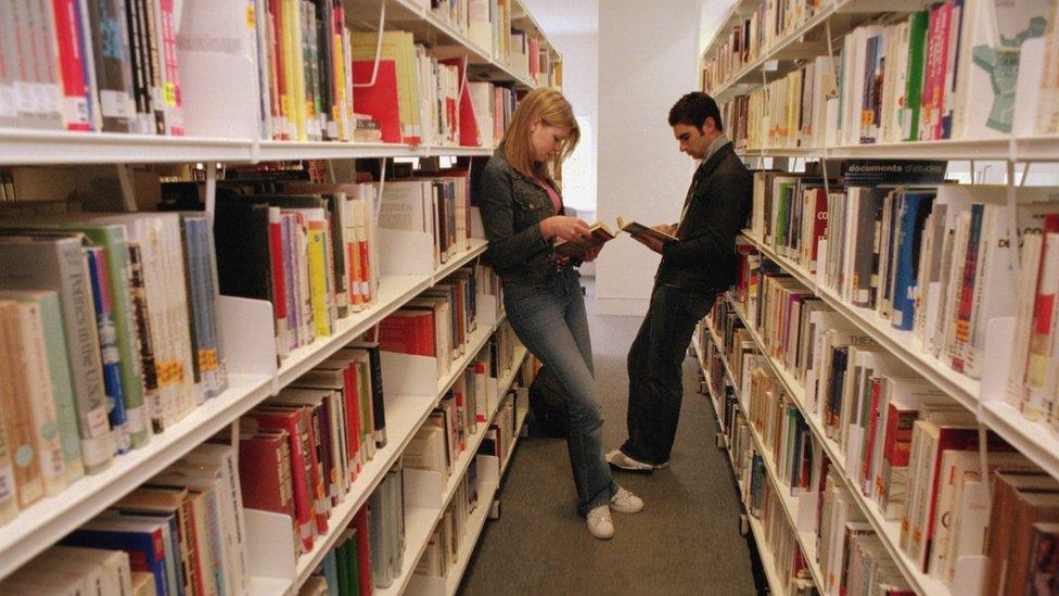 Students in library