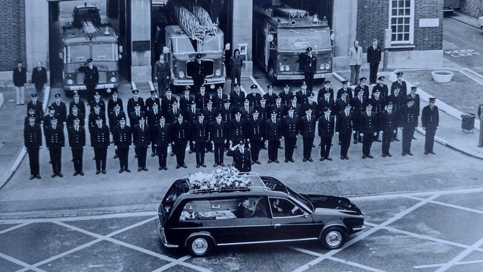 Firefighter funeral cortege 1977