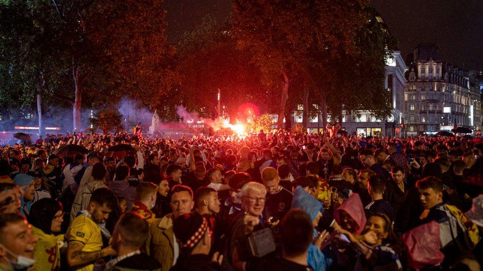 Fans celebrating in London