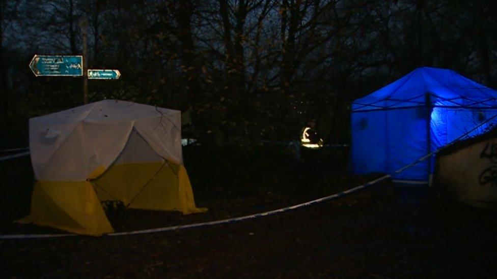 Police tents near Pentwyn Leisure Centre