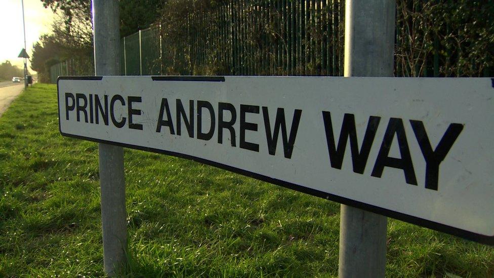 Prince Andrew Way street sign