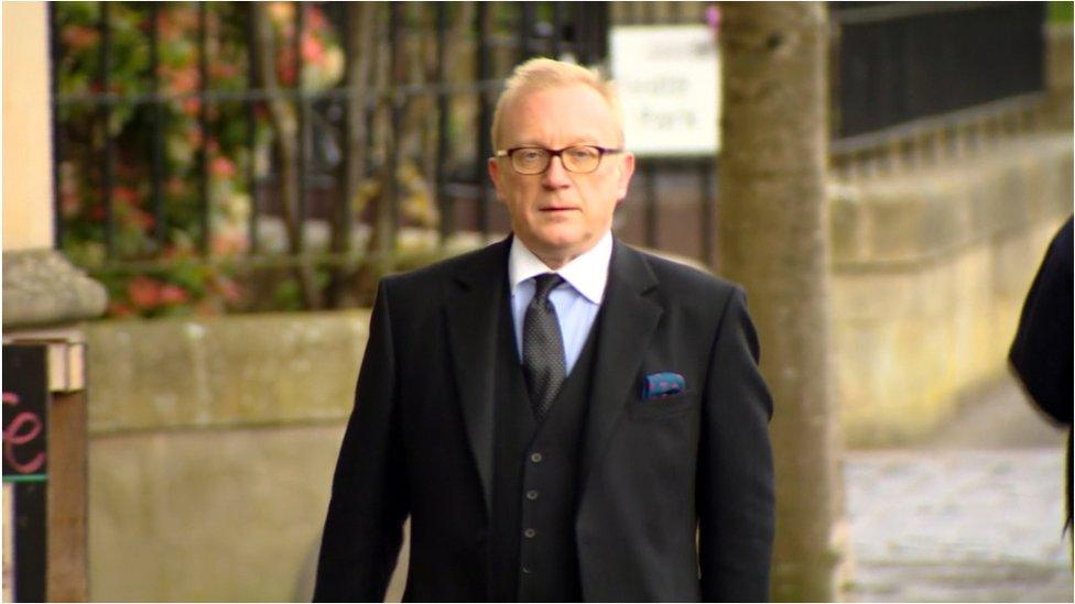 Alex Prentice QC arriving at the High Court in Glasgow