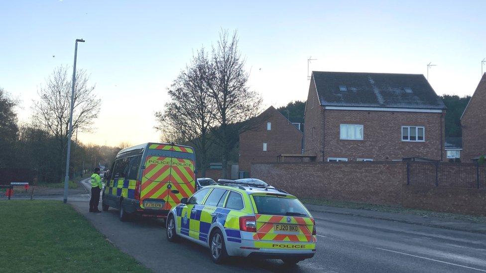 Police on Newark Road, Ollerton