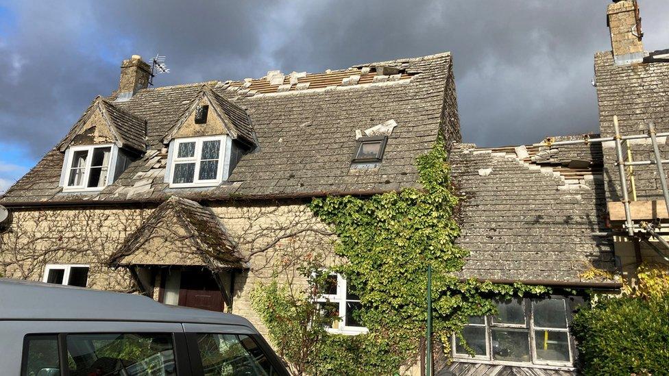 A damaged roof