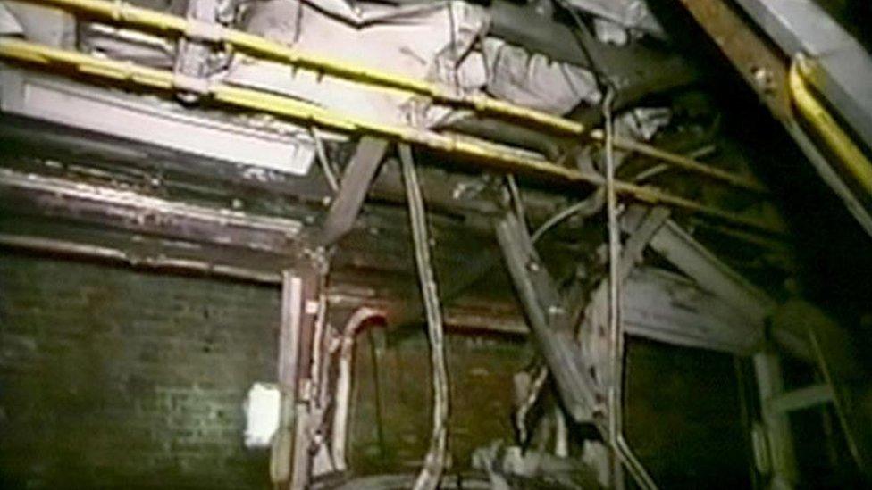 The remains of the inside of the tube train at Edgware Road which Daniel Biddle was a passenger on