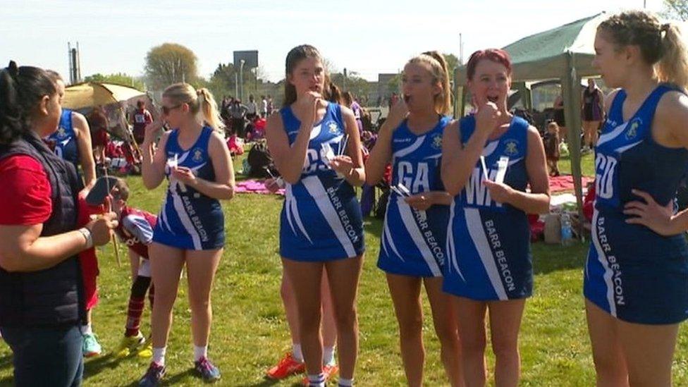 Netball players give swabs