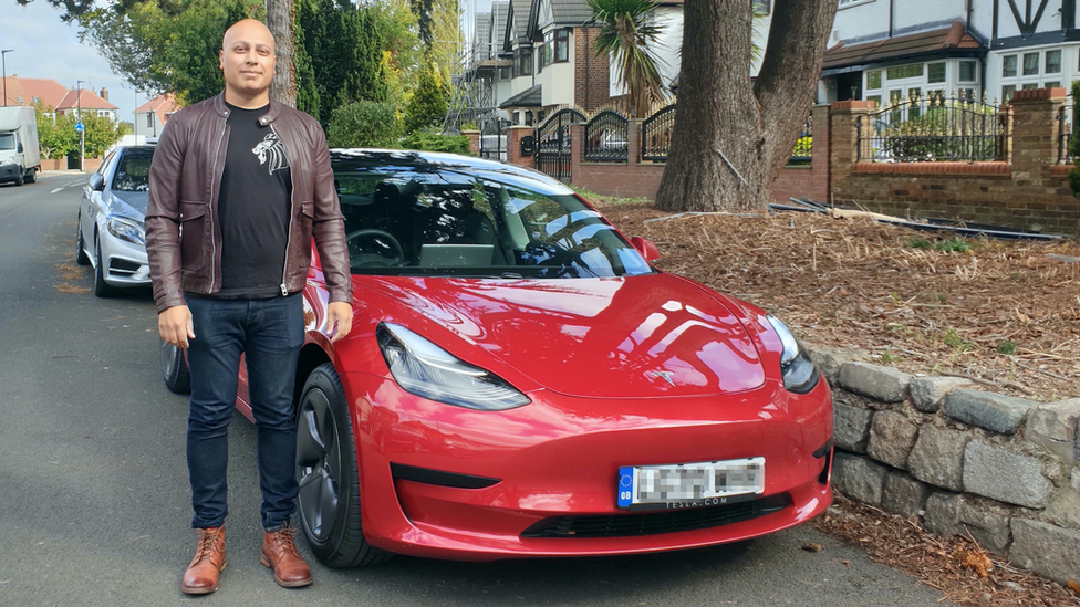 Bhavin Bhagalia and his new Tesla Model 3