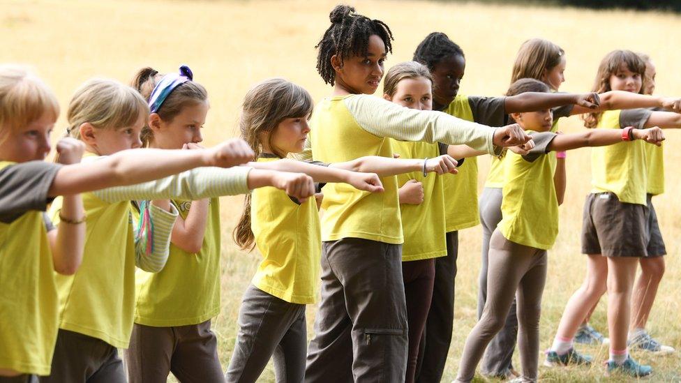 Brownies doing an activity