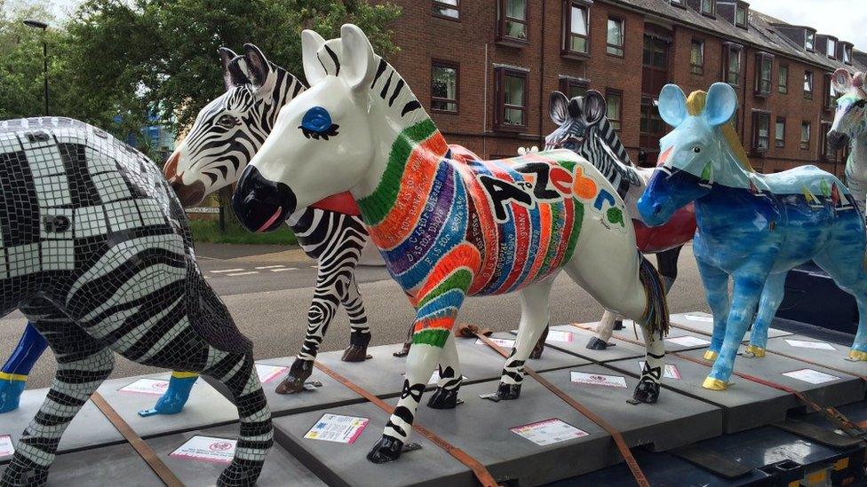 Zebra sculpture parade in Southampton