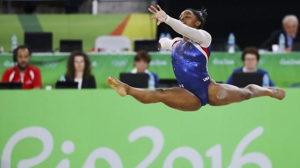 Simone Biles performs in Rio