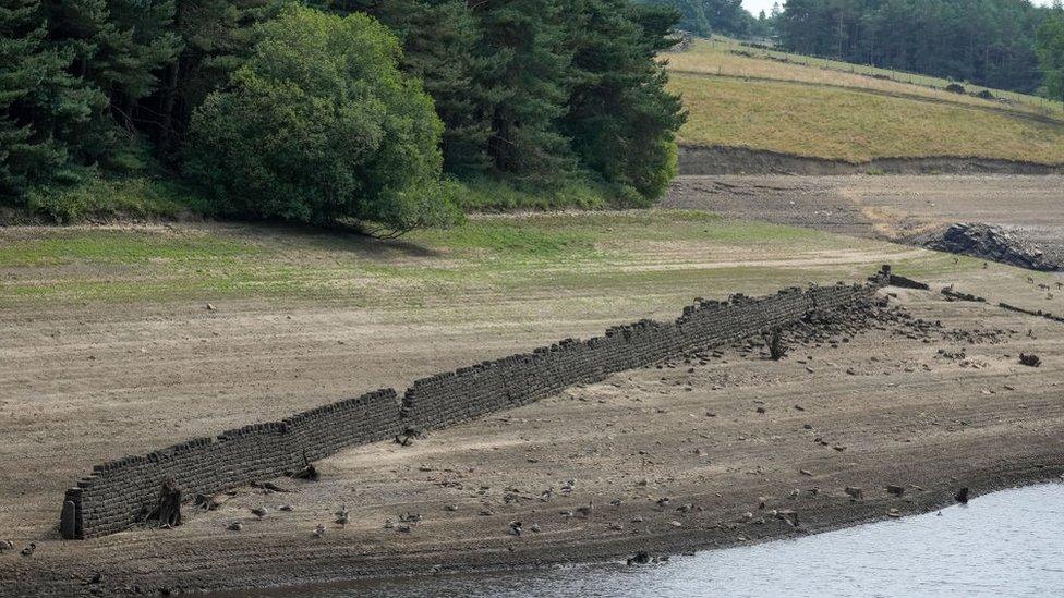 Low water levels in Thruscross Reservoir