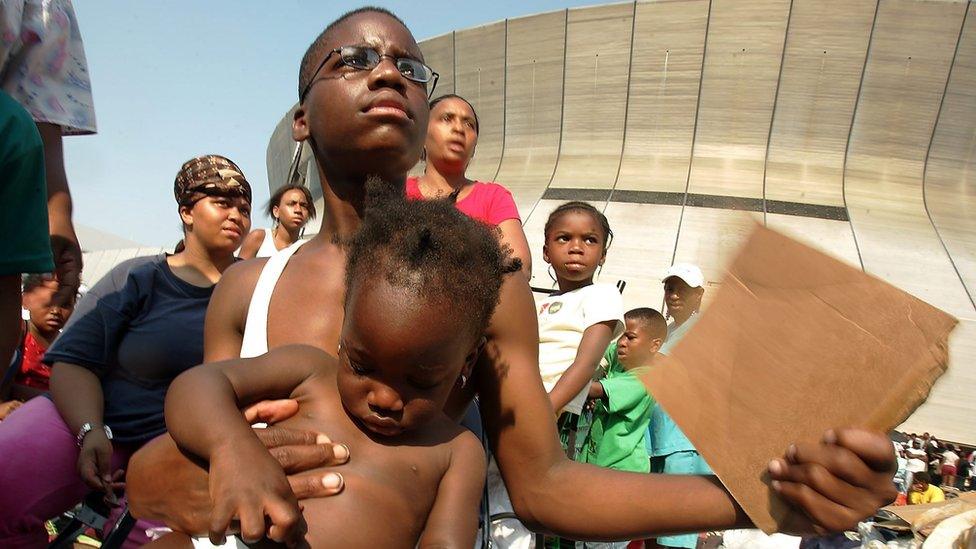 People in New Orleans sough refuge at the Superdome