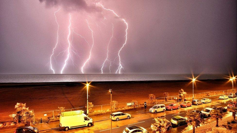 A lightning strike in Folkestone