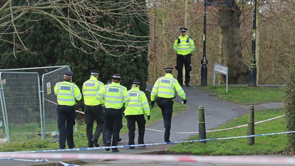 Metropolitan Police officers continue their search at Fellowship Walk in Sandwich, Kent,